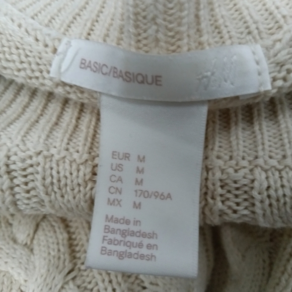 H&M Cable Knit Layering Fisherman Sweater Light Beige Size Medium - Picture 7 of 7